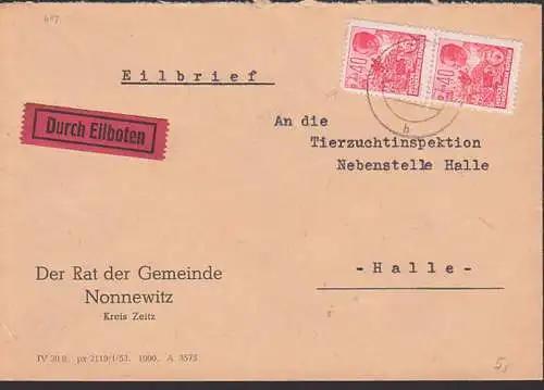 Theissen 40 Pfg. in MEF DDR 418, Abs. Rat der Gemeinde Nonnewitz, Eckzahnfehler