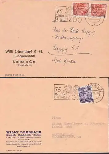 Leipzig MWSt. 75 Jahre Leipziger ZOO mit Abb. Löwenkinder, Leo, Ortsbriefe dabei DDR 365(2), Löwe