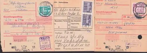 Wurzen Einzahlungsauftrag PSSt. 44 Wasewitz, 22 Kühren, Oschersleben  29 Warsleben, klein Bauten EF, MEF