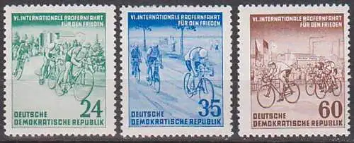 Radfernfahrt für den Frieden  DDR 356/58 **, Fahrrad Bike Radrennfahrer