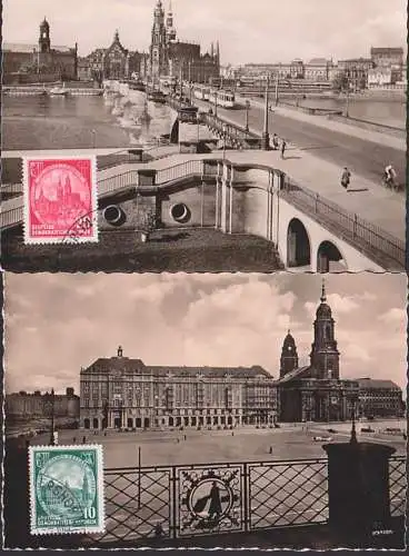 MC Dresden zwei Karten 750 Jahre  Straßenbahn mit Hechtwagen