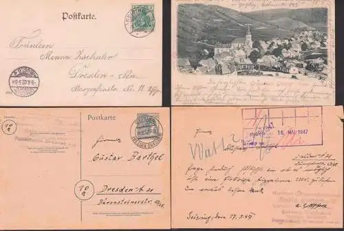 Geising Ak mit OSt. 9.6.1902 AK mit Ortsansicht, dazuKte OSt. Geising (Bezirk Dresden) 1957