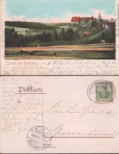 Reinsberg Ak mit Bahnpoststempel NOSSEN - POTSCHAPPEL 1905
