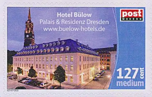 Dresden 3-Königskirche, Hotel Bülow Königstraße **, Postmodern Privatpost Wunschbriefmarke 025-07-2010 medium