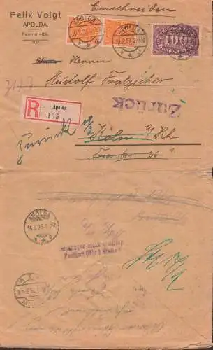 Apolda R-Brief nach Köln und "zurück" Z2 "Empfänger nicht zu ermitteln"