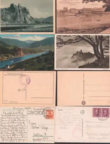 Aussig Usti, vier verschiedene Ansichten Dampfschiff-Hotel, Schreckenstein