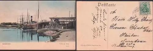 Hadersleben Partie am Hafen, Frachtschiff 1907