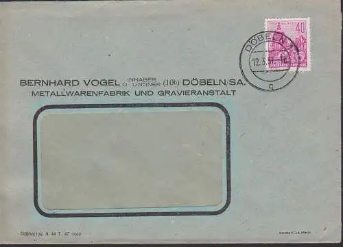 Döbeln Fernbrief 2. Gewichtsstufe mit 40 Pfg. Zwinger Dresden