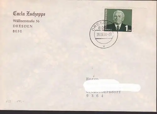 Wilhelm Pieck 100 Pfg. DDR 662 Doppelbrief