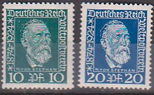Heinrich von Stephan  ** DR 368/69 komplett, 20 Pfg. minimal Farbspur
