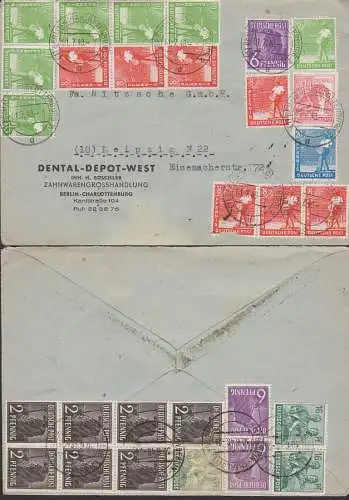 Berlin-Charlottenburg, 1.7.48 10fach-Frankatur nach Leipzig