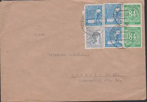 Berlin-Neukölln, 2.7.48 10fach-Frankatur nach Leipzig