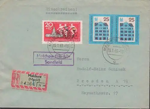Malchow (Meckl) Sandfeld PSSt R-Bf 5.1.63, Radfernfahrt für den Frieden