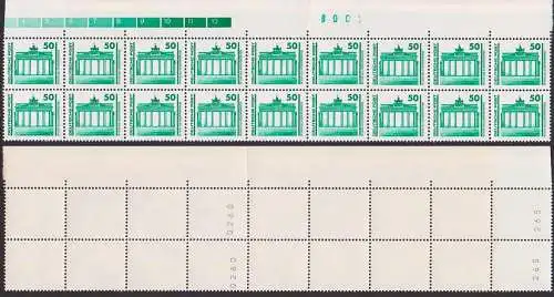Brandenburger Tor Berlin 9er Streifen im Paar mit Oberrand aus Rolle, postfrisch, Perforation teils angetrennt