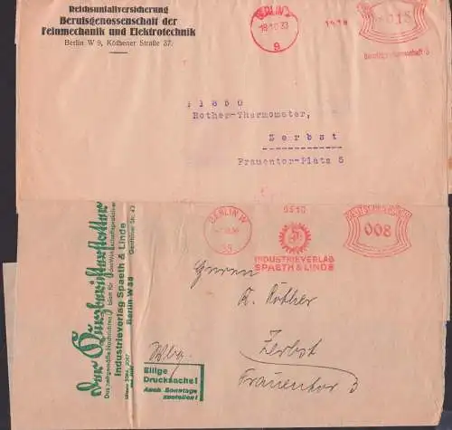 Berlin W9, W35 zwei Streifbandsendungen mit AFS Reichsunfallversicherung, Der Kurzberichterstatter