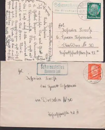 Scharenstetten über Blaubeuren zwei verschiedene PSSt.  1933 bzw. 1934