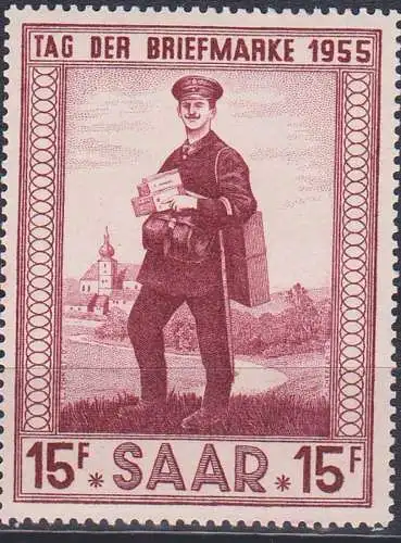 Saar MiNr. 361 ** Landbriefträger Pfarrkirche Solingen (Saar)