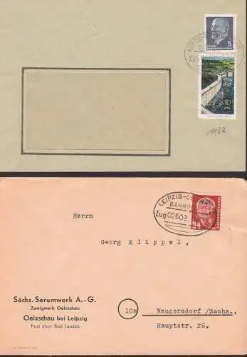 Leipzig - Chemnitz, Leipzig - Riesa - Dresden je Bahnpoststempel