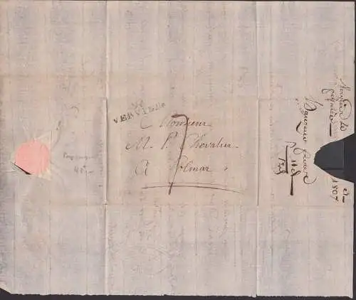 Verviers Belgien Altbrief von 1807 nach Colmar Elsass Colmer Kolmar mit Inhalt, Trockensiegel, Pergaminpapier