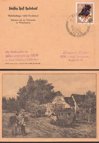 Radebeul SSt Garten- und Rebenstadt, Mit Postkutsche befördert Winzerfestzug 1969, Hoflössnsitz