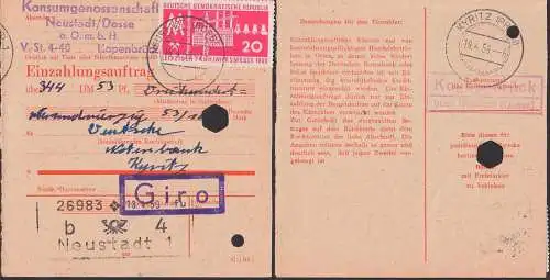 Neustadt (Dosse) 20 Pf Messe 1959 Einzahlungsauftrag 1959, interne Verwendung, Giro