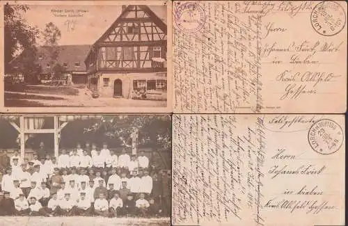 LORCH in Württemberg zwei Feldpostkarten 1915, dabei Ak Kloster Vorderer Klosterhof, Foto mit Soldaten Ersatzbattallion