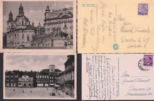 Prerau Prerov, Marktplatz 1943, Prag Hus-Denkmal Husuv pomnik