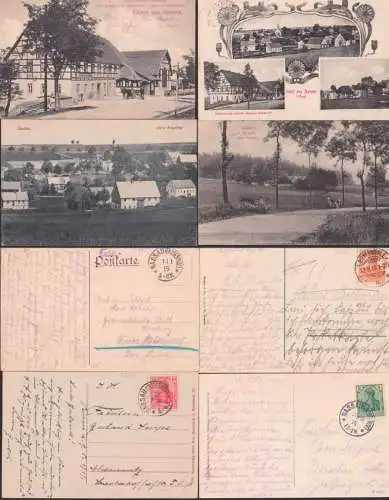Nassau Zschommiers Gasthof mit Sägebock und Pferdewagen, alte Forsthaus,  vier Ak dabei Gruß aus