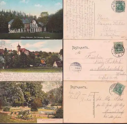 Bieberstein Post Rheinsberg, Zollhaus, Schwanenteich, Kirche drei Ak