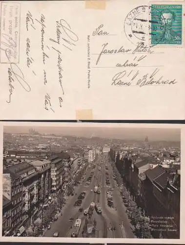 Lazne Lohrad, Ak Prag Wenzelssplatz mit R3 Zensur in schwarz