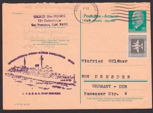 US-Forschungsschiff international Indian Ocean Exp. 1964 DDR P73a/A 10 Pfg.