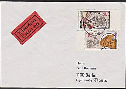 Volksbräuche Sorben Oberlausitz Bescherkind DDR Orts-Eil-Bf 2721 Brauchtum, rs. Eingangsstempel