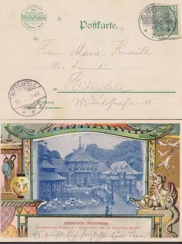 Dresden SSt. Bau-Ausstellung 1900 offizielle Karte  mit Chinesicher Ansiedelung