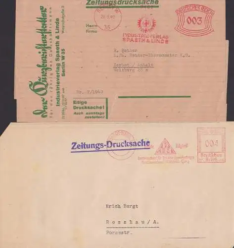 Zeitungsdrucksache, Streifband aus Berlin bzw. Magdeburg, Industrieverlag, Reichsverband der Deutsche Jugendherbergen