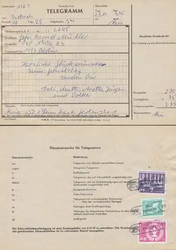 Urbach PSSt. 64 Nordhausen nach Berlin Telegrammfomular 2.9.81 mit Dienstvermerk lx 45