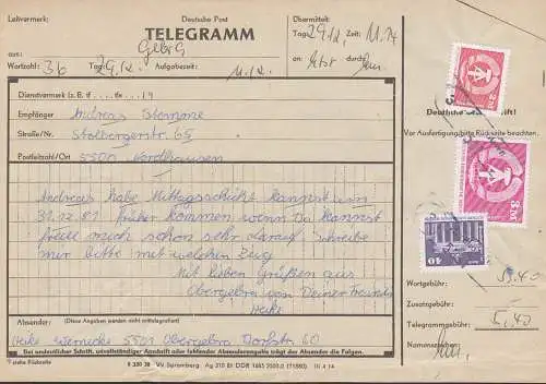 Gebra Telegrammfomular Poststellenst. (3) Nordhausen