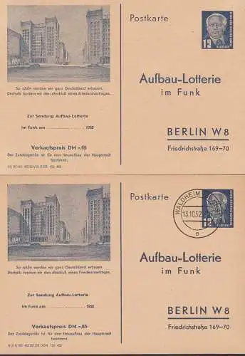 Waldheim 13.10.52, 12 Pf. Aufbau-Lotterie ungebraucht und gestempelt FP 1