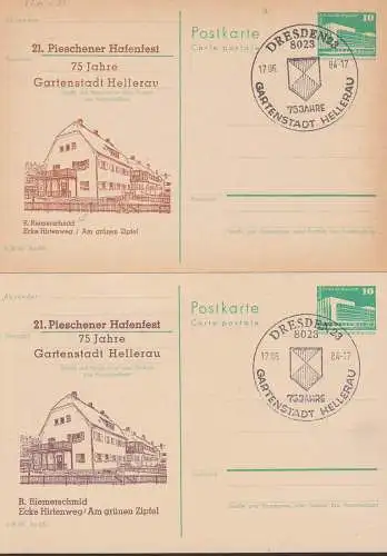 Dresden Gartenstadt Hellarau Abb. Am grünen Zipfel GA mit privatem Zudruck 21. Pieschener Hafenfest in beiden Farben
