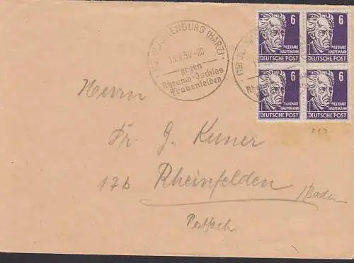 Blankenburg (Harz) SSt- 13.9.50 Rheume - Ichias Frauenleiden, Fernbrief mit 6 Pfg. Gerhart Hauptmann