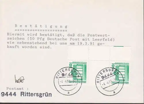 Brandenburger Tor Berlin Zdr. mit Zwischensteg, Unterlage mit OSt. Ritersgrün SZ 25