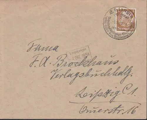 Eßlingen (Neckar) SSt "Arbeitsbeschaffungsmaßnahmen  Gau Württemberg 3.10.34, Ducksache