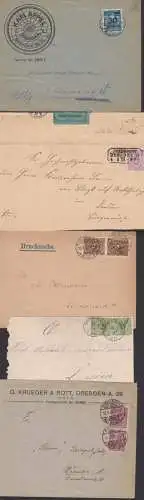 Dresden 5 Belege, dabei Stadpost, Blasewitz, MeF, EF  zw. 1878 und 1923