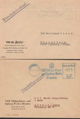 Dresden 2 AFS Blufajo Kunststoffwerk, Tüllgardinen- und Spitzenwerk 26.11.59 bzw. 3.6.57