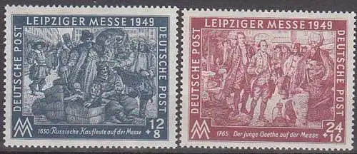 Leipziger Frühjahrsmesse 1949 240/41 **, der junge Goethe auf der Messe