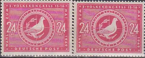 Volkswahlen ohne Zudruck 1949 232 (2)**,  mit Brieftaube