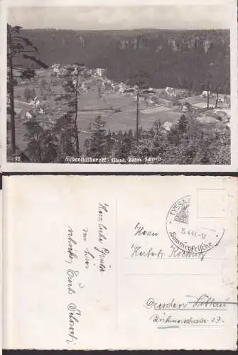 Eiland Ostrov Tisa, Böhmische Schweiz Fotokarte 1941, verlängertes Bielatal, Ottomühle