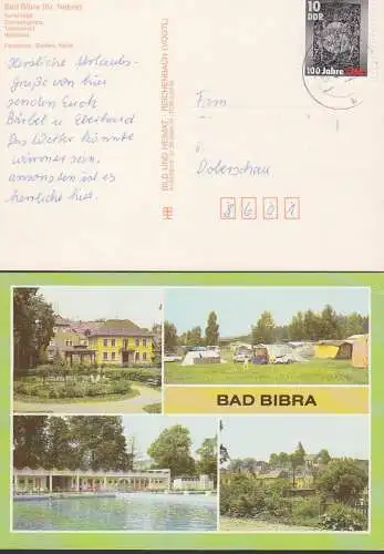 Bad Bibra 10 Pf. 100 Jahre 1. Mai (3322) auf auf Fotokarte mit Zeltplatz und Waldbad