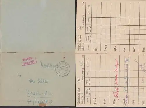 Dresden R2 Gebühr bezahlt Drucksache 14.6.46 Barfrankatur auf Beitragsquittungsbuch von Sozialversicherung