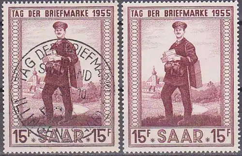 Saar MiNr. 361 gest. und **  Landbriefträger Pfarrkirche Solingen (Saar)