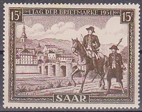 Saarl 305 **, Postbote, Postreiter, Tag der Briefmarke 1951